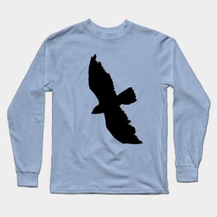 Red Tailed Hawk Silhouette Black Graphic Long Sleeve T-Shirt